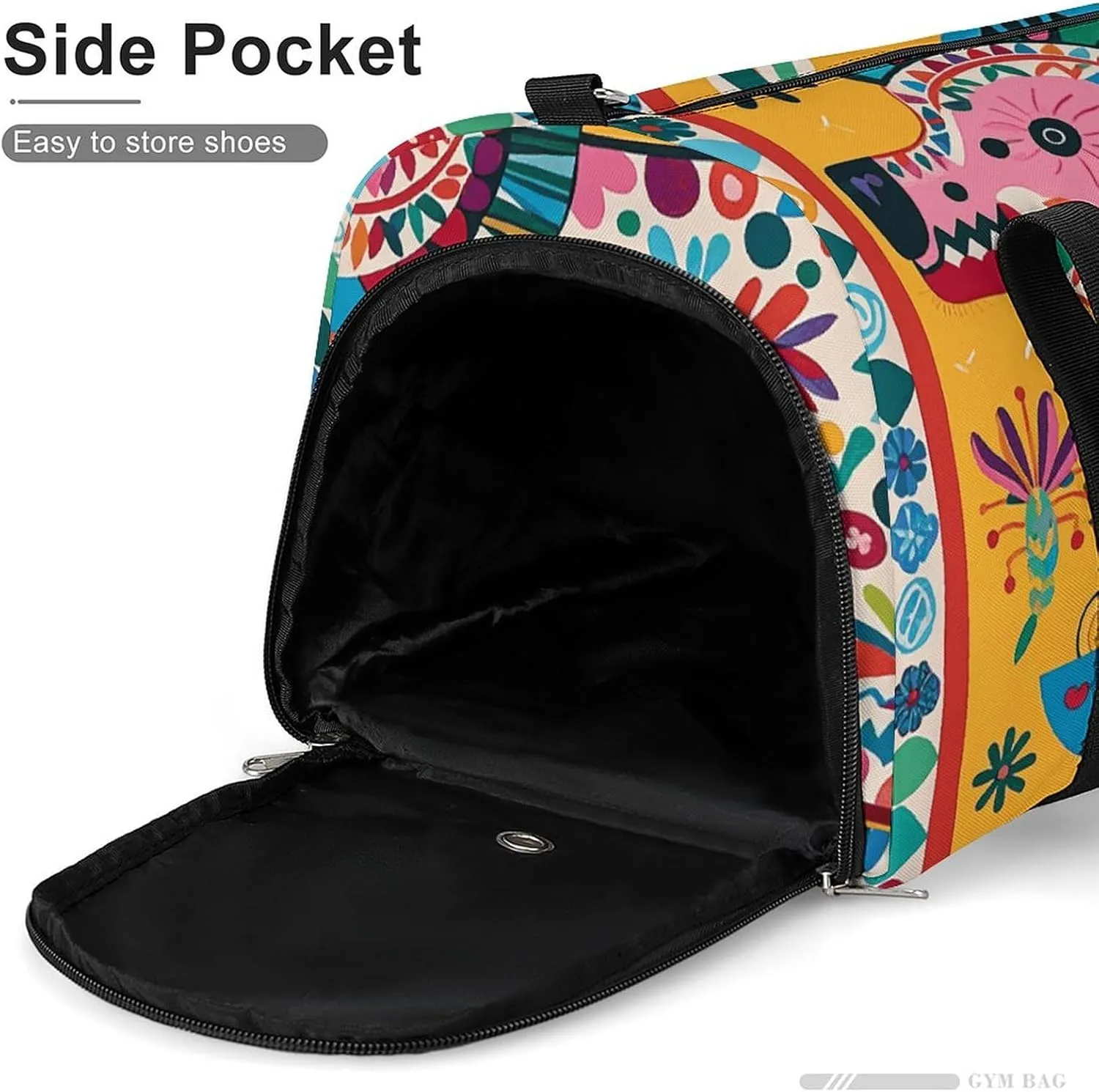 Gym Bags Small Mexican Otomi Animal Duffel Bag Overnight Bag with Shoe Compartment Carryon Bag for Men Women