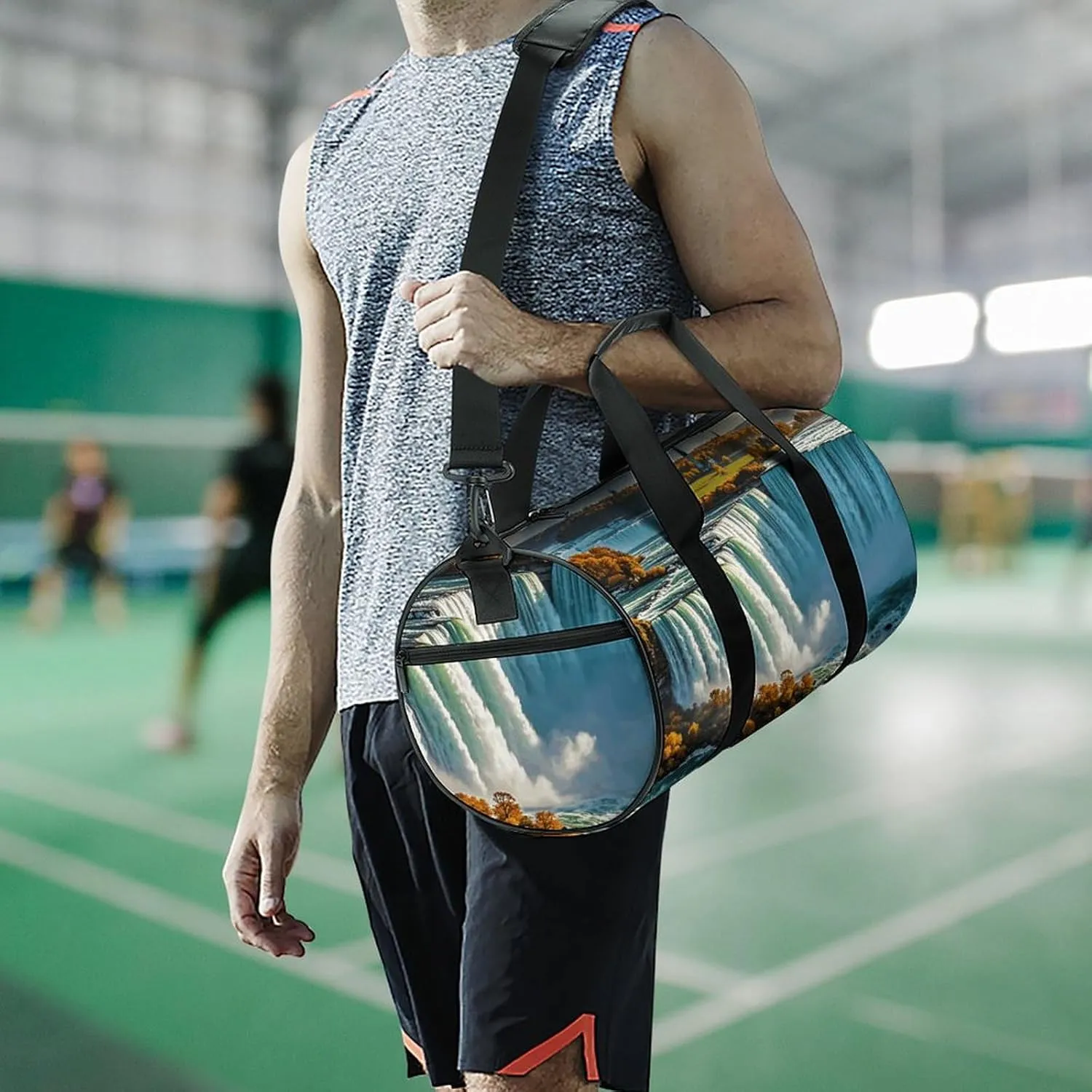 Gym Bags Small Niagara Fall Duffel Bag Overnight Bag with Shoe Compartment Carryon Bag for Men Women