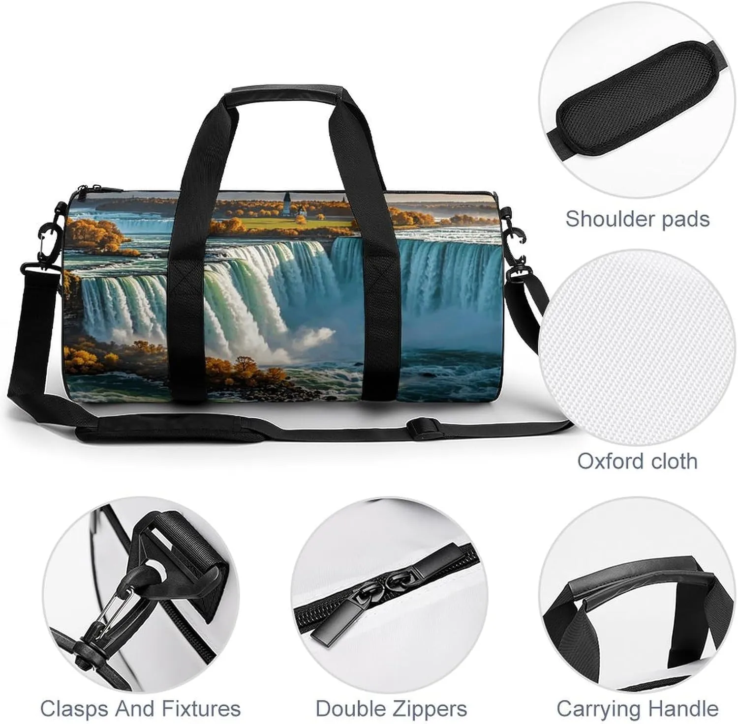 Gym Bags Small Niagara Fall Duffel Bag Overnight Bag with Shoe Compartment Carryon Bag for Men Women