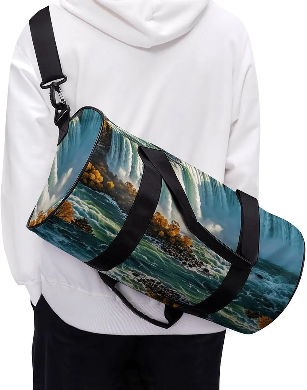 Gym Bags Small Niagara Fall Duffel Bag Overnight Bag with Shoe Compartment Carryon Bag for Men Women