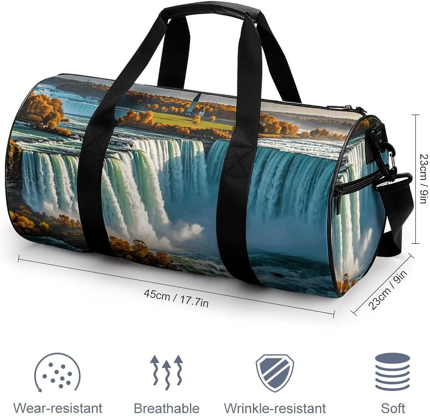 Gym Bags Small Niagara Fall Duffel Bag Overnight Bag with Shoe Compartment Carryon Bag for Men Women