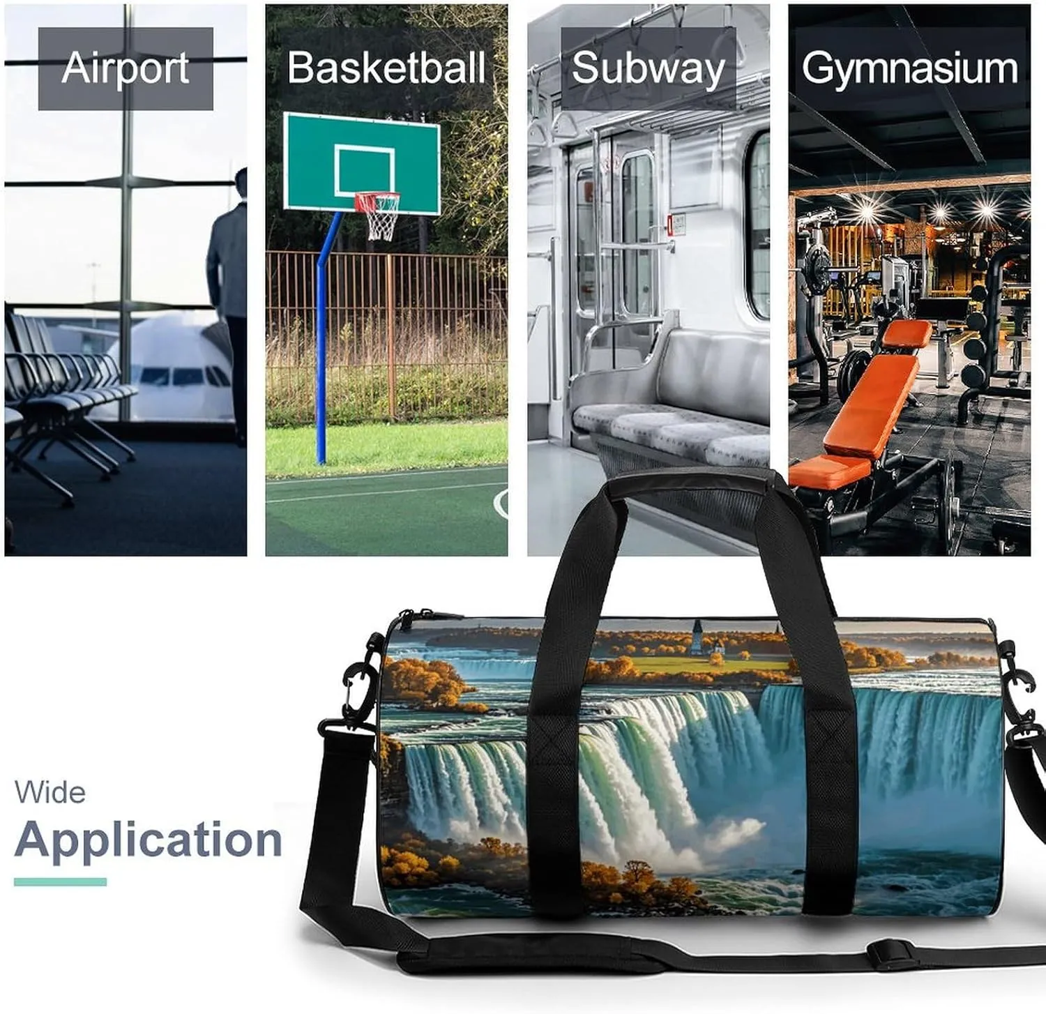 Gym Bags Small Niagara Fall Duffel Bag Overnight Bag with Shoe Compartment Carryon Bag for Men Women
