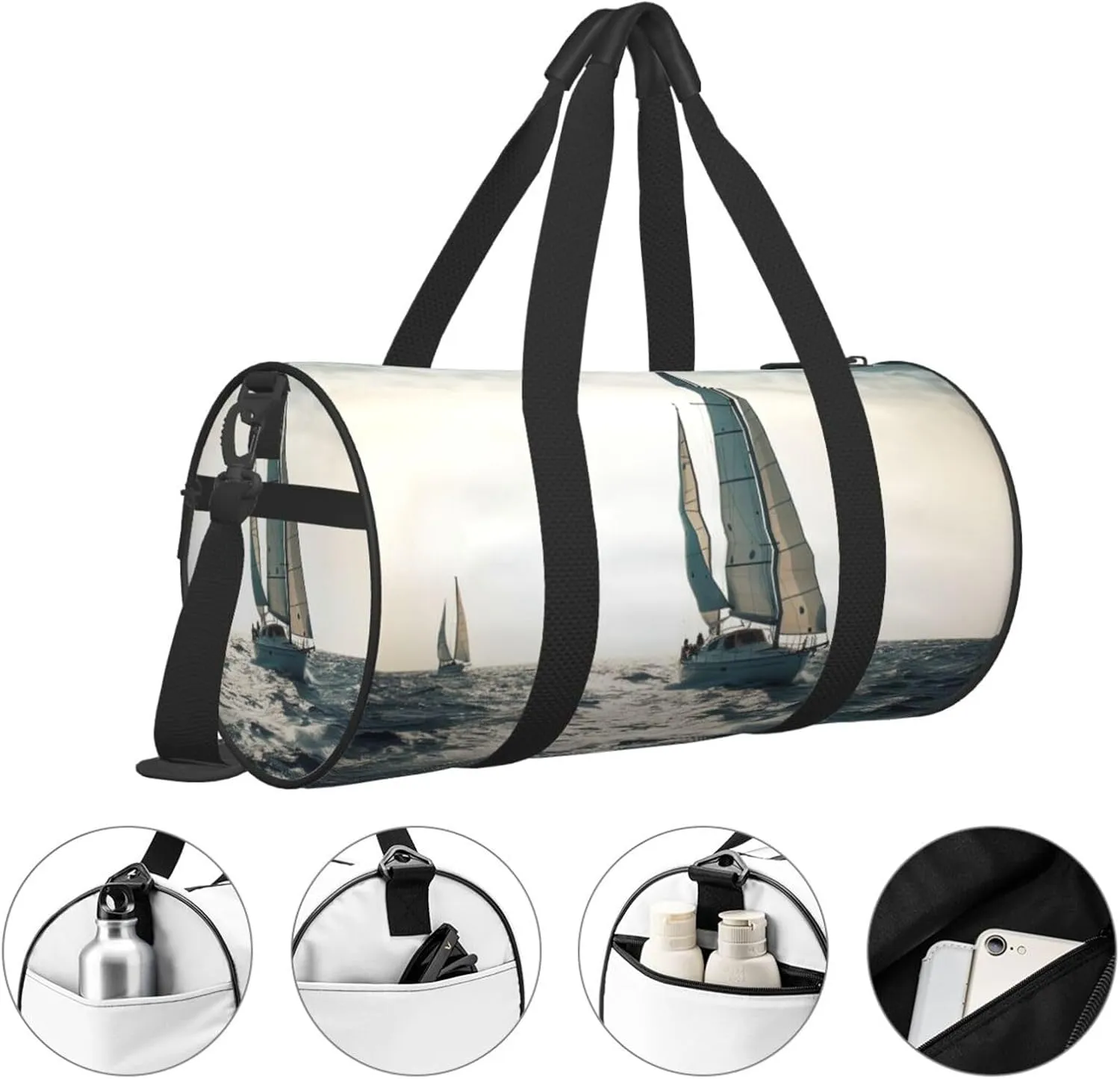Gym Bags Small Ocean Sailing Duffel Bag Overnight Bag with Shoe Compartment Carryon Bag for Men Women