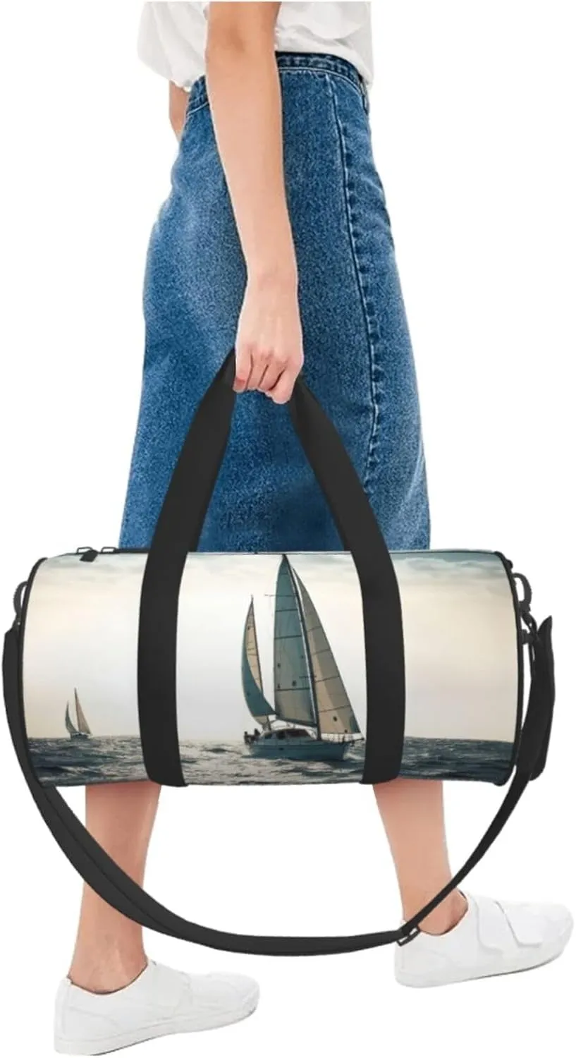 Gym Bags Small Ocean Sailing Duffel Bag Overnight Bag with Shoe Compartment Carryon Bag for Men Women
