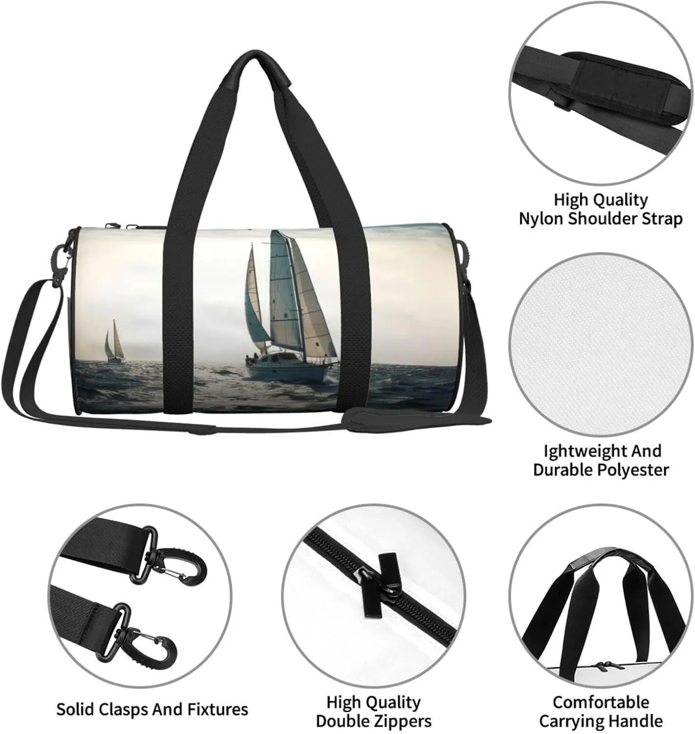 Gym Bags Small Ocean Sailing Duffel Bag Overnight Bag with Shoe Compartment Carryon Bag for Men Women