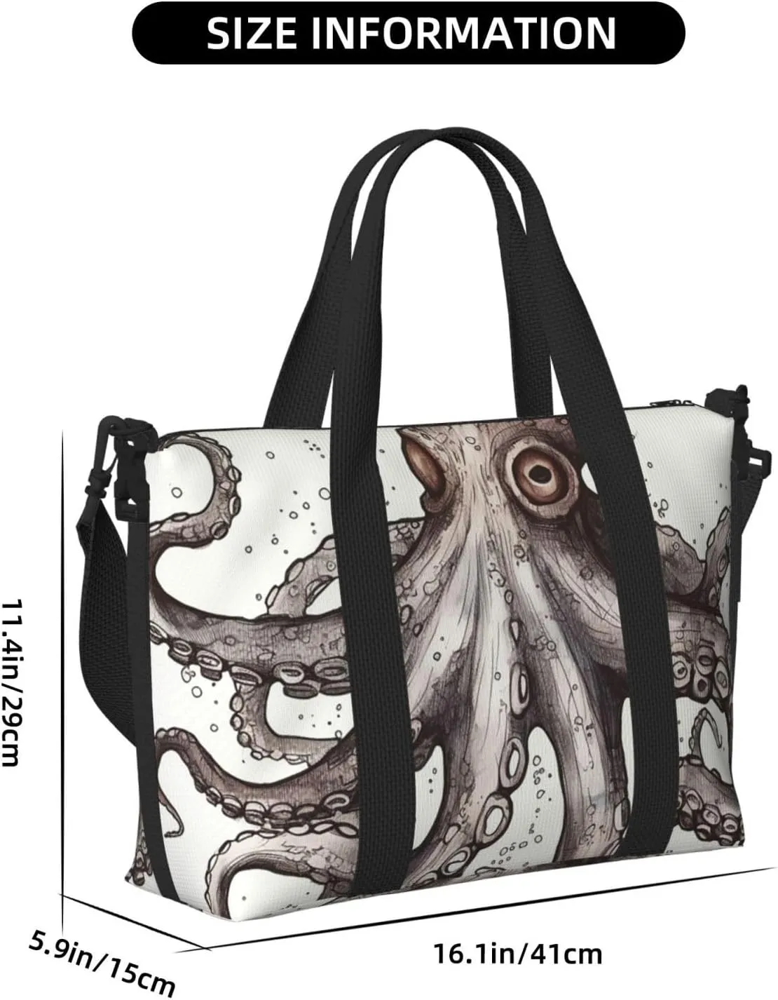 Gym Bags Small Octopus Duffel Bag Overnight Bag with Shoe Compartment Carryon Bag for Men Women