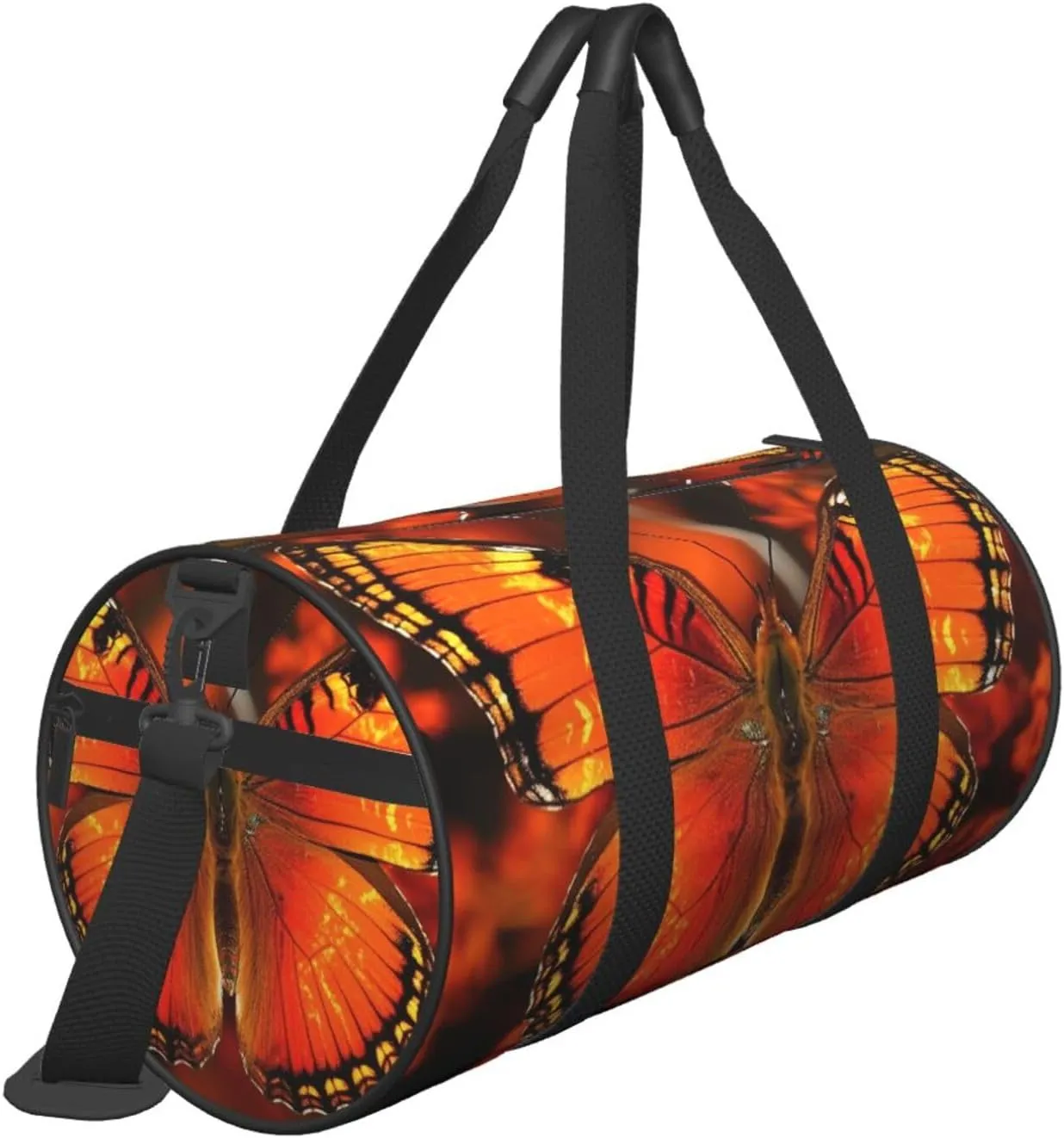 Gym Bags Small Orange Butterfly Duffel Bag Overnight Bag with Shoe Compartment Carryon Bag for Men Women