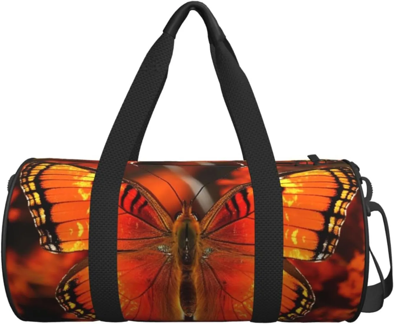 Gym Bags Small Orange Butterfly Duffel Bag Overnight Bag with Shoe Compartment Carryon Bag for Men Women