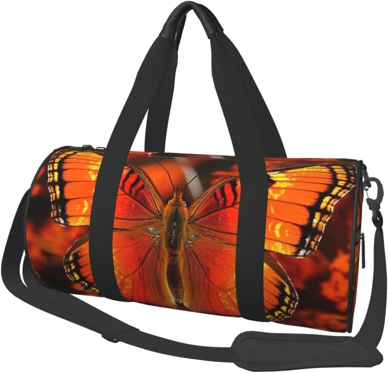 Gym Bags Small Orange Butterfly Duffel Bag Overnight Bag with Shoe Compartment Carryon Bag for Men Women