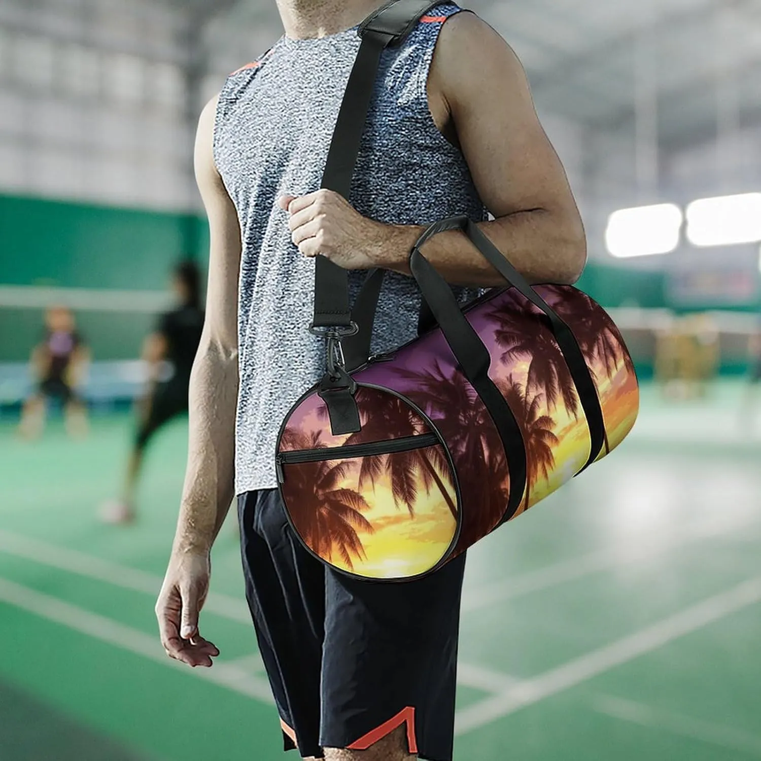 Gym Bags Small Palm Trees at Sunset Duffel Bag Overnight Bag with Shoe Compartment Carryon Bag for Men Women
