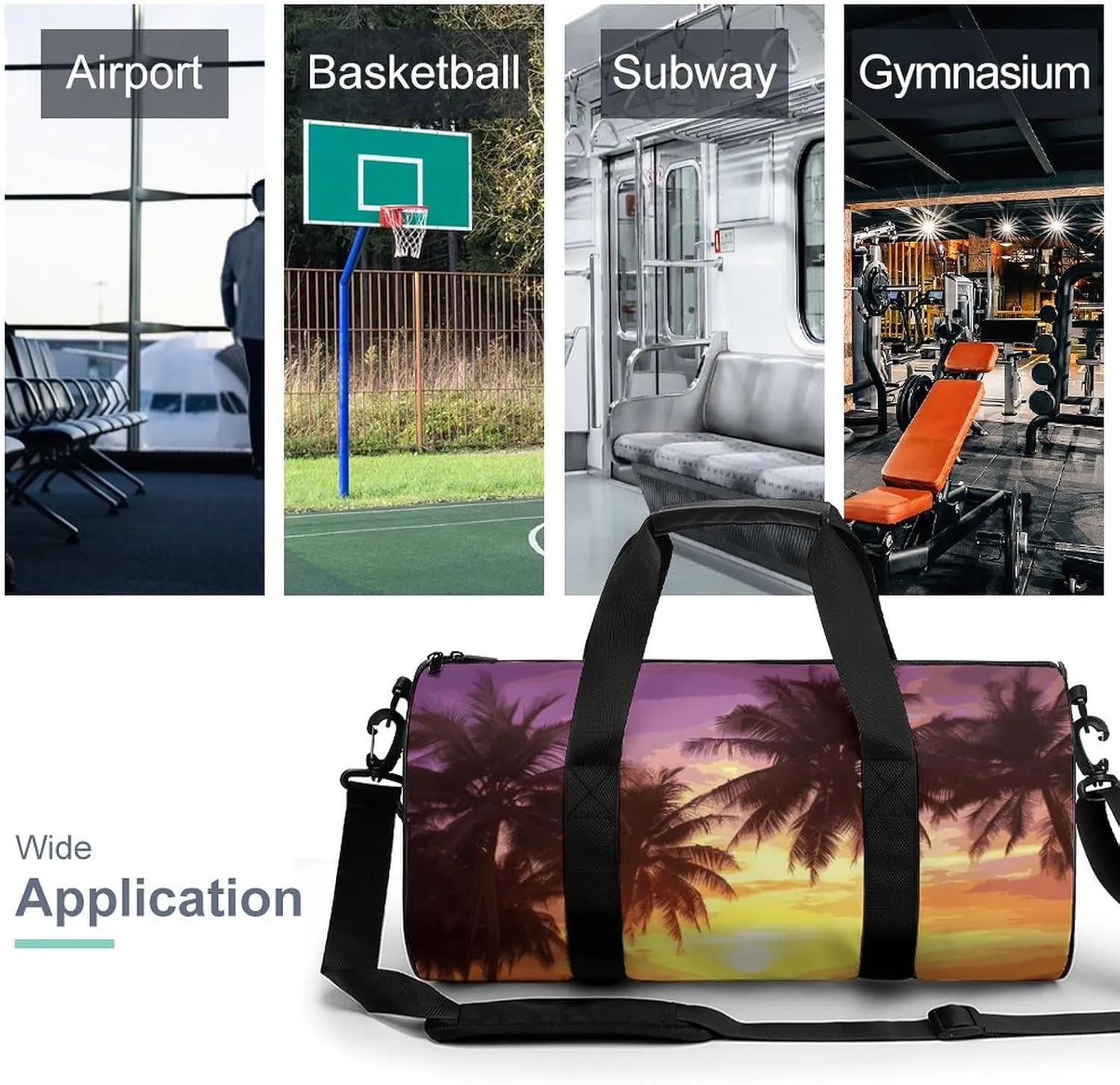 Gym Bags Small Palm Trees at Sunset Duffel Bag Overnight Bag with Shoe Compartment Carryon Bag for Men Women