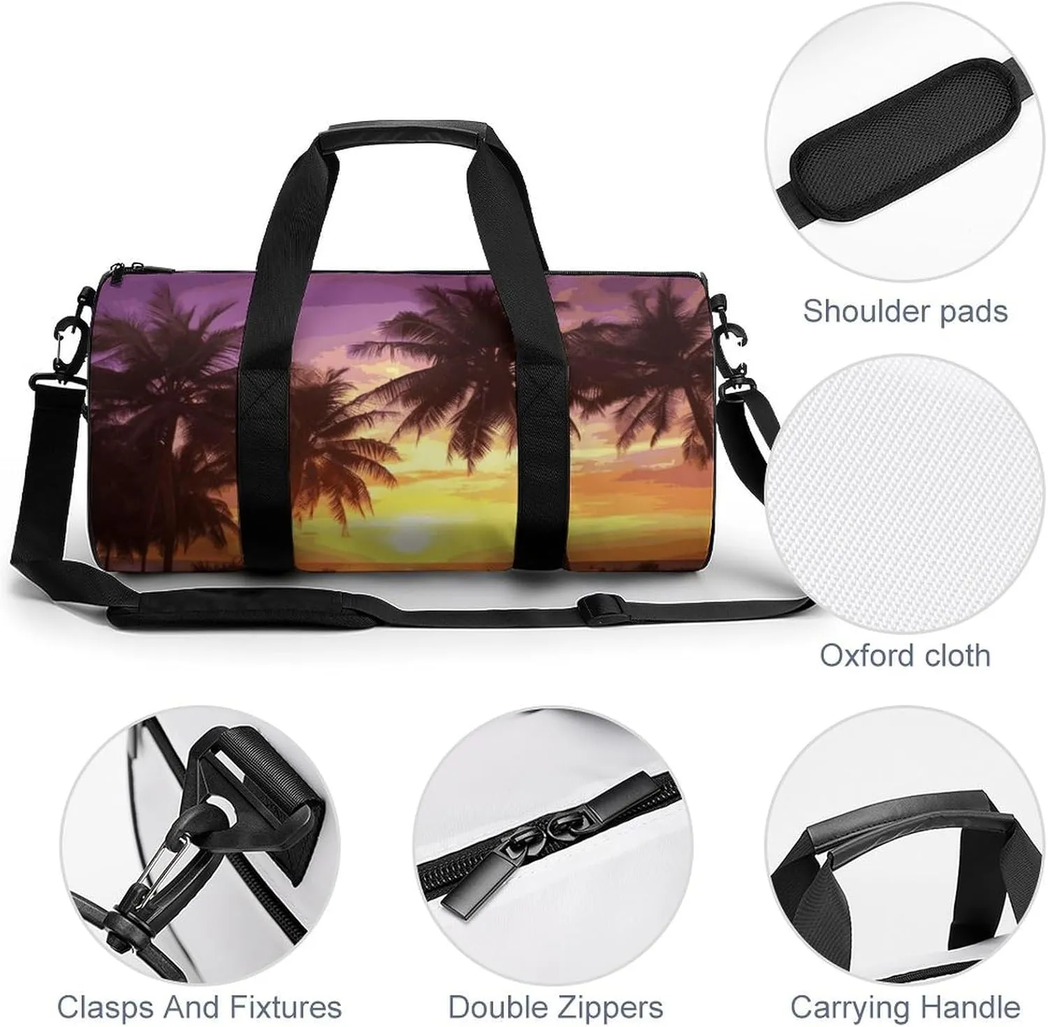 Gym Bags Small Palm Trees at Sunset Duffel Bag Overnight Bag with Shoe Compartment Carryon Bag for Men Women