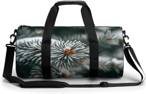 Gym Bags Small Pine Needle Tree Winter Duffel Bag Overnight Bag with Shoe Compartment Carryon Bag for Men Women