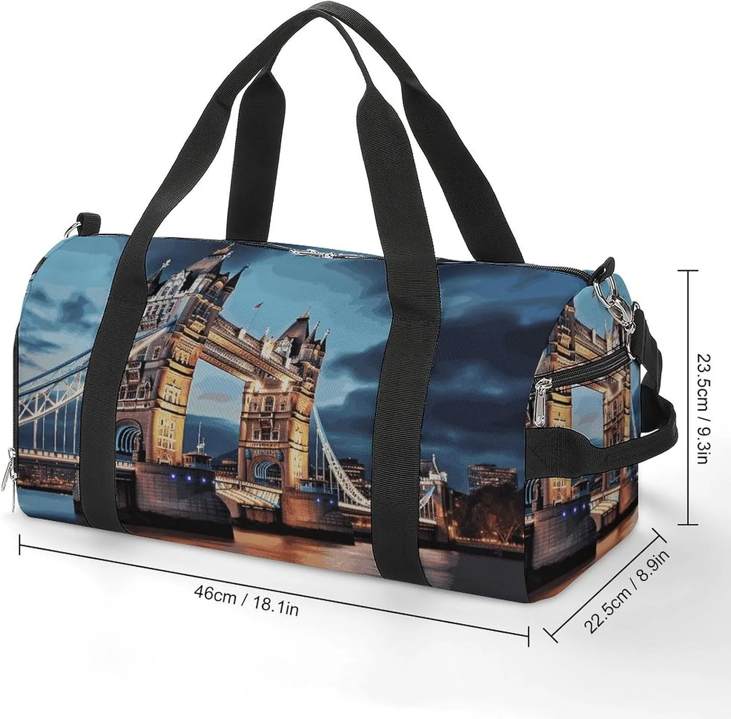 Gym Bags Small Tower Bridge in London Duffel Bag Overnight Bag with Shoe Compartment Carryon Bag for Men Women