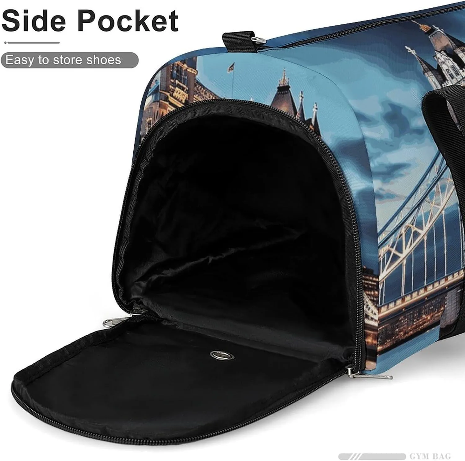 Gym Bags Small Tower Bridge in London Duffel Bag Overnight Bag with Shoe Compartment Carryon Bag for Men Women