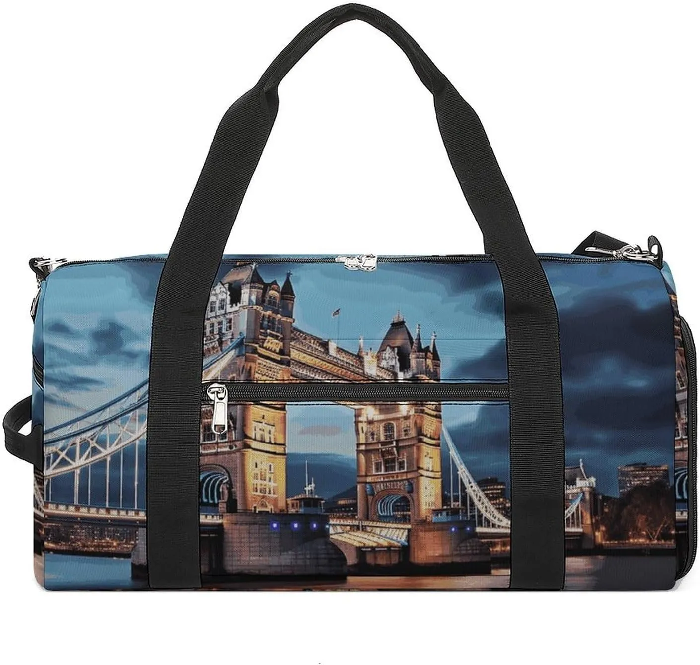 Gym Bags Small Tower Bridge in London Duffel Bag Overnight Bag with Shoe Compartment Carryon Bag for Men Women