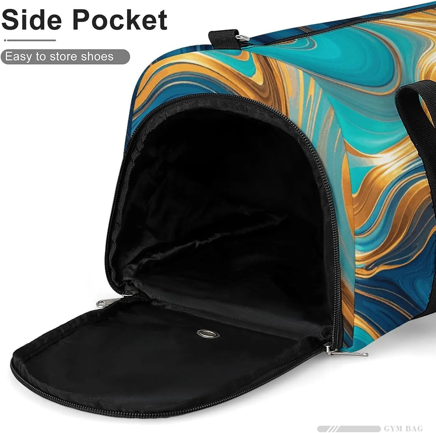 Gym Bags Small Turquoise Blue Gold Marble Duffel Bag Overnight Bag with Shoe Compartment Carryon Bag for Men Women