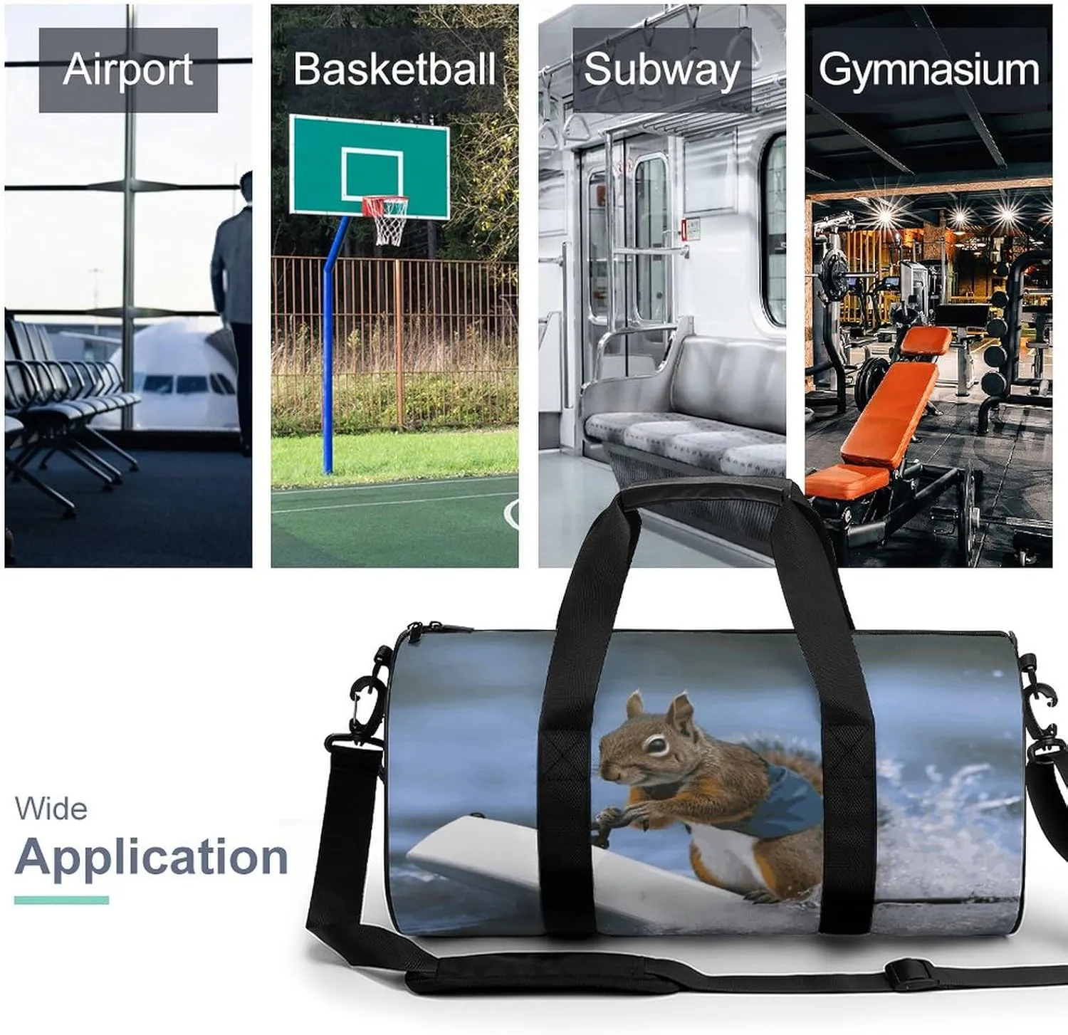 Gym Bags Small Water Skiing Squirrel Duffel Bag Overnight Bag with Shoe Compartment Carryon Bag for Men Women