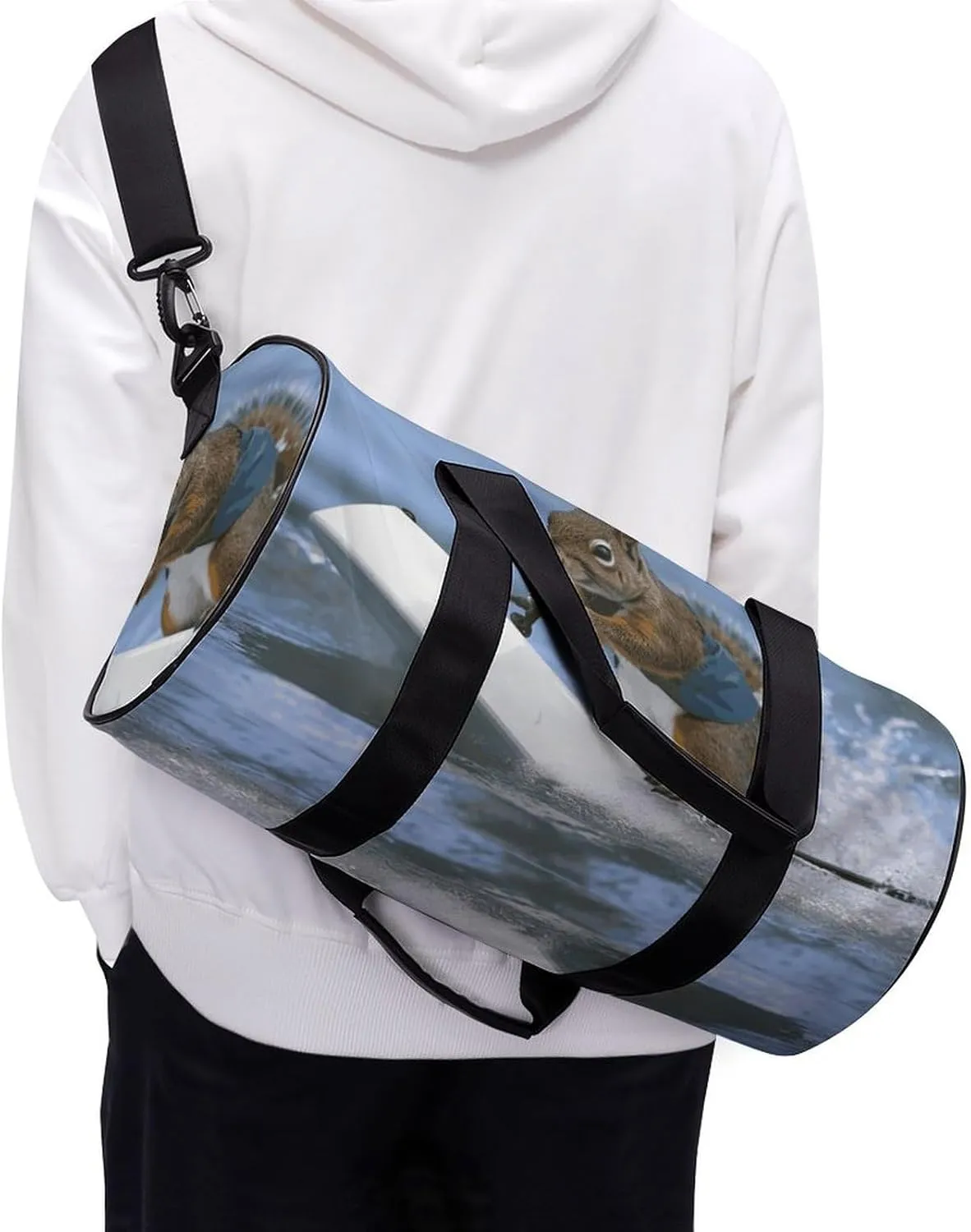 Gym Bags Small Water Skiing Squirrel Duffel Bag Overnight Bag with Shoe Compartment Carryon Bag for Men Women
