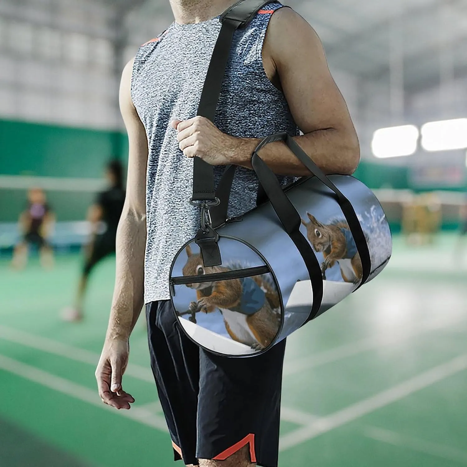 Gym Bags Small Water Skiing Squirrel Duffel Bag Overnight Bag with Shoe Compartment Carryon Bag for Men Women