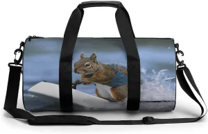 Gym Bags Small Water Skiing Squirrel Duffel Bag Overnight Bag with Shoe Compartment Carryon Bag for Men Women