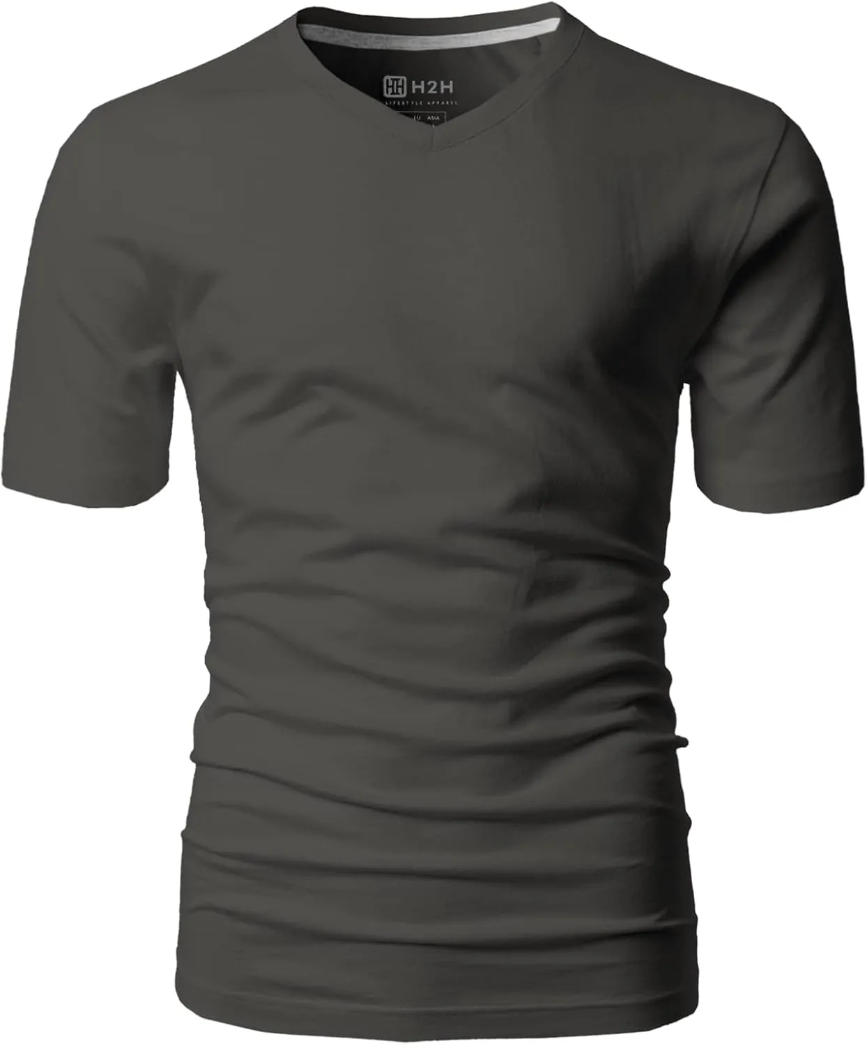 H2H Mens Casual Slim Fit Short Sleeve T-Shirts Soft Lightweight V-Neck/Crew-Neck Size XS to 3XL