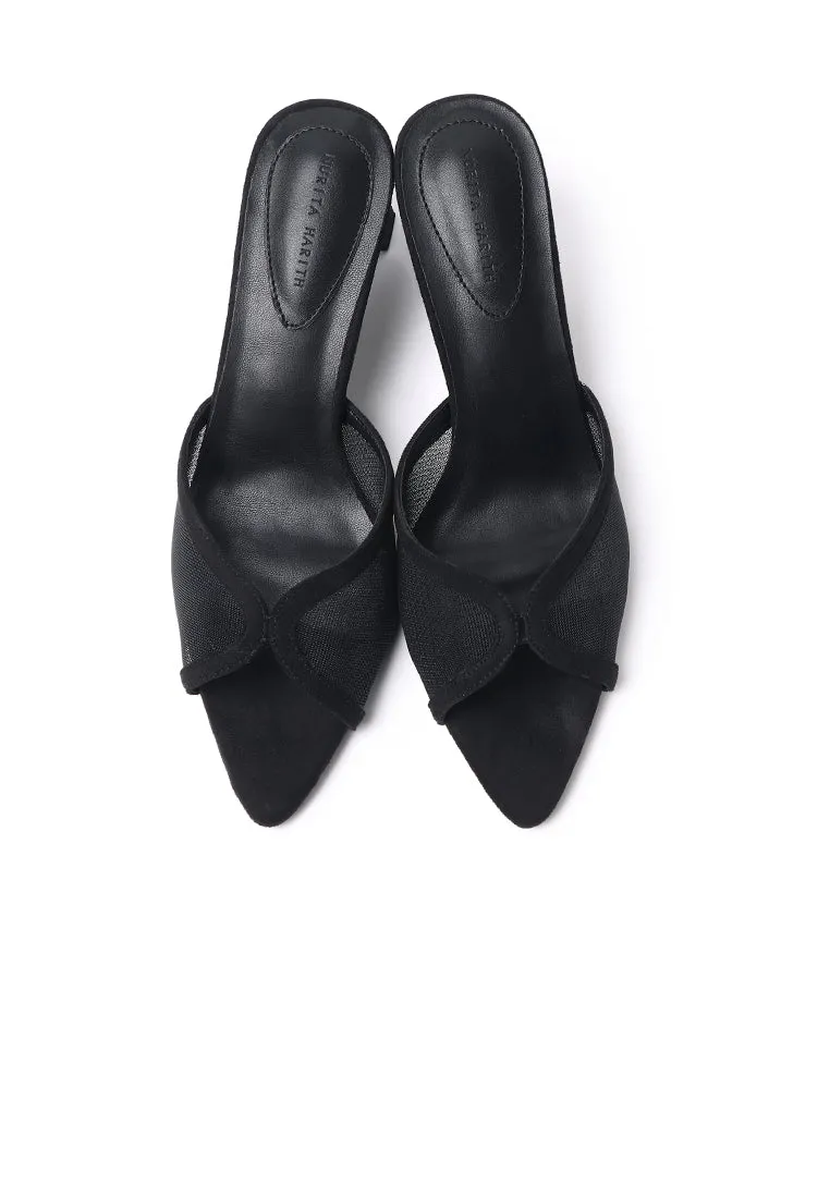 Haira Mesh Slip Ons Heels (Black)