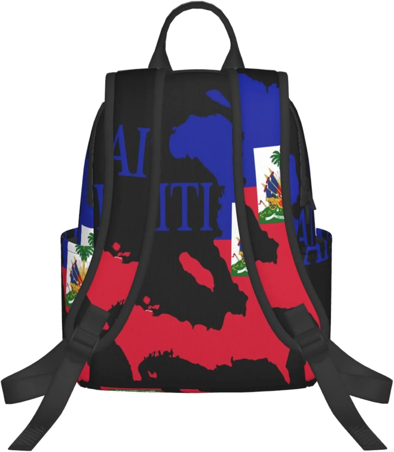 Haiti Map Flag Casual Backpacks Large Capacity Laptop Backpack Sports Fitness Rucksack Travel Carry-On Daypack Work Bag for Outdoor Camping