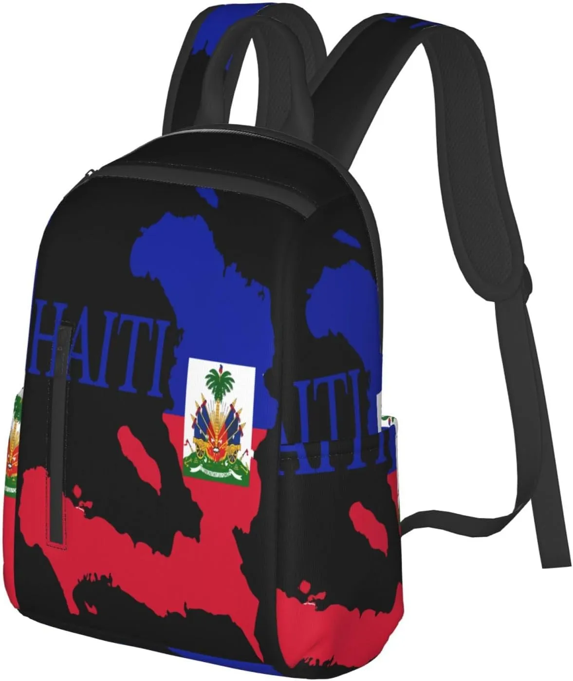 Haiti Map Flag Casual Backpacks Large Capacity Laptop Backpack Sports Fitness Rucksack Travel Carry-On Daypack Work Bag for Outdoor Camping