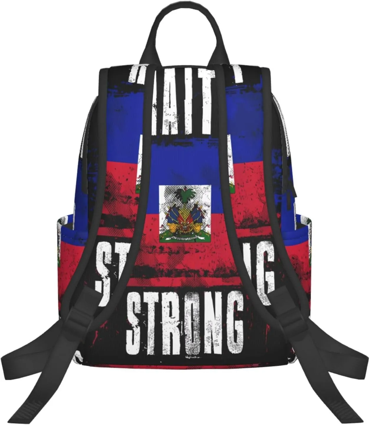 Haiti Strong Graffiti Flag Casual Backpacks Large Capacity Laptop Backpack Sports Fitness Rucksack Travel Carry-On Daypack Work Bag for Outdoor Camping