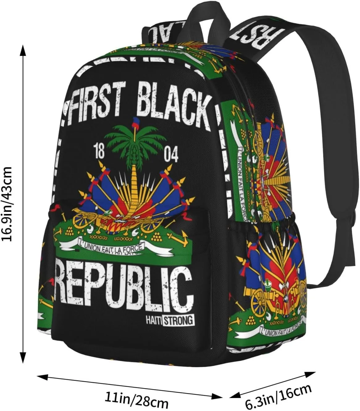 Haitian Flag First Black Republic 1804 Large Travel Backpack Casual Backpacks Laptop Daypack Working Rucksack Lightweight Back Pack Sports Bag with Adjustable Shoulder Strap
