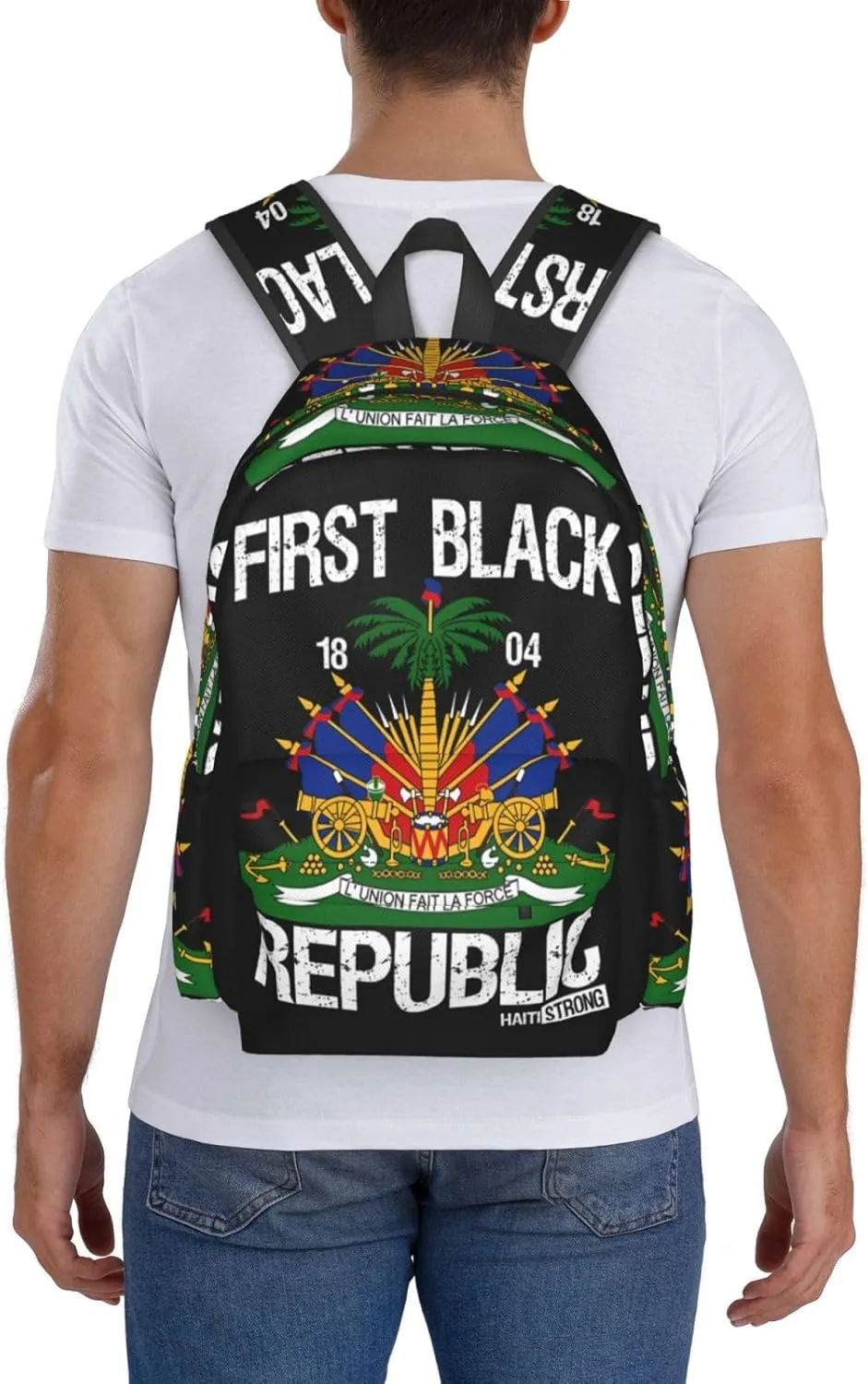 Haitian Flag First Black Republic 1804 Large Travel Backpack Casual Backpacks Laptop Daypack Working Rucksack Lightweight Back Pack Sports Bag with Adjustable Shoulder Strap