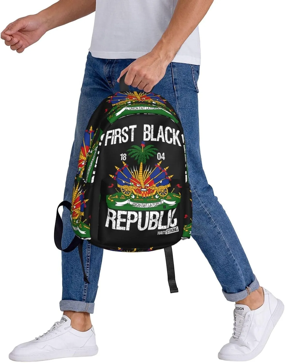 Haitian Flag First Black Republic 1804 Large Travel Backpack Casual Backpacks Laptop Daypack Working Rucksack Lightweight Back Pack Sports Bag with Adjustable Shoulder Strap