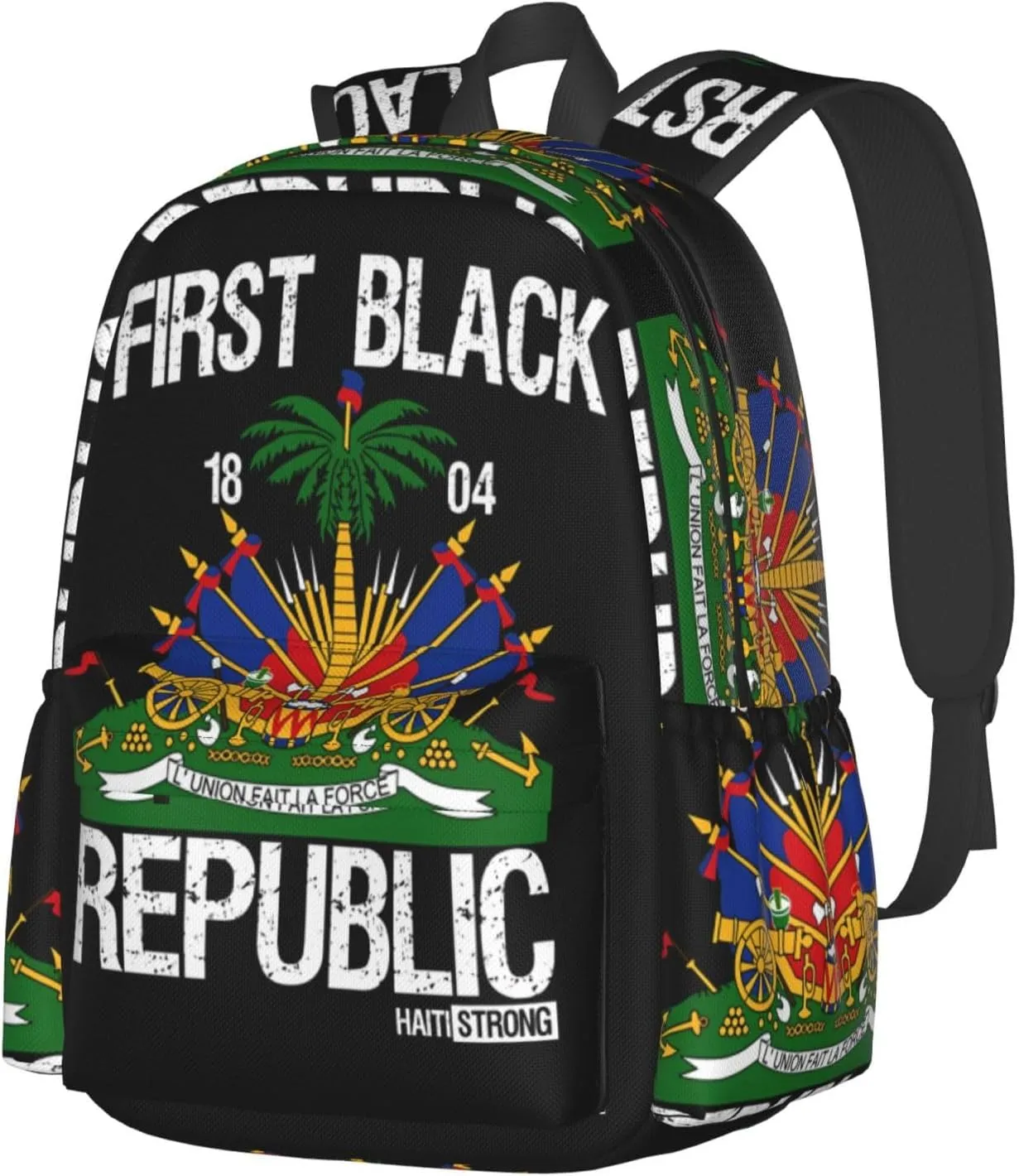 Haitian Flag First Black Republic 1804 Large Travel Backpack Casual Backpacks Laptop Daypack Working Rucksack Lightweight Back Pack Sports Bag with Adjustable Shoulder Strap