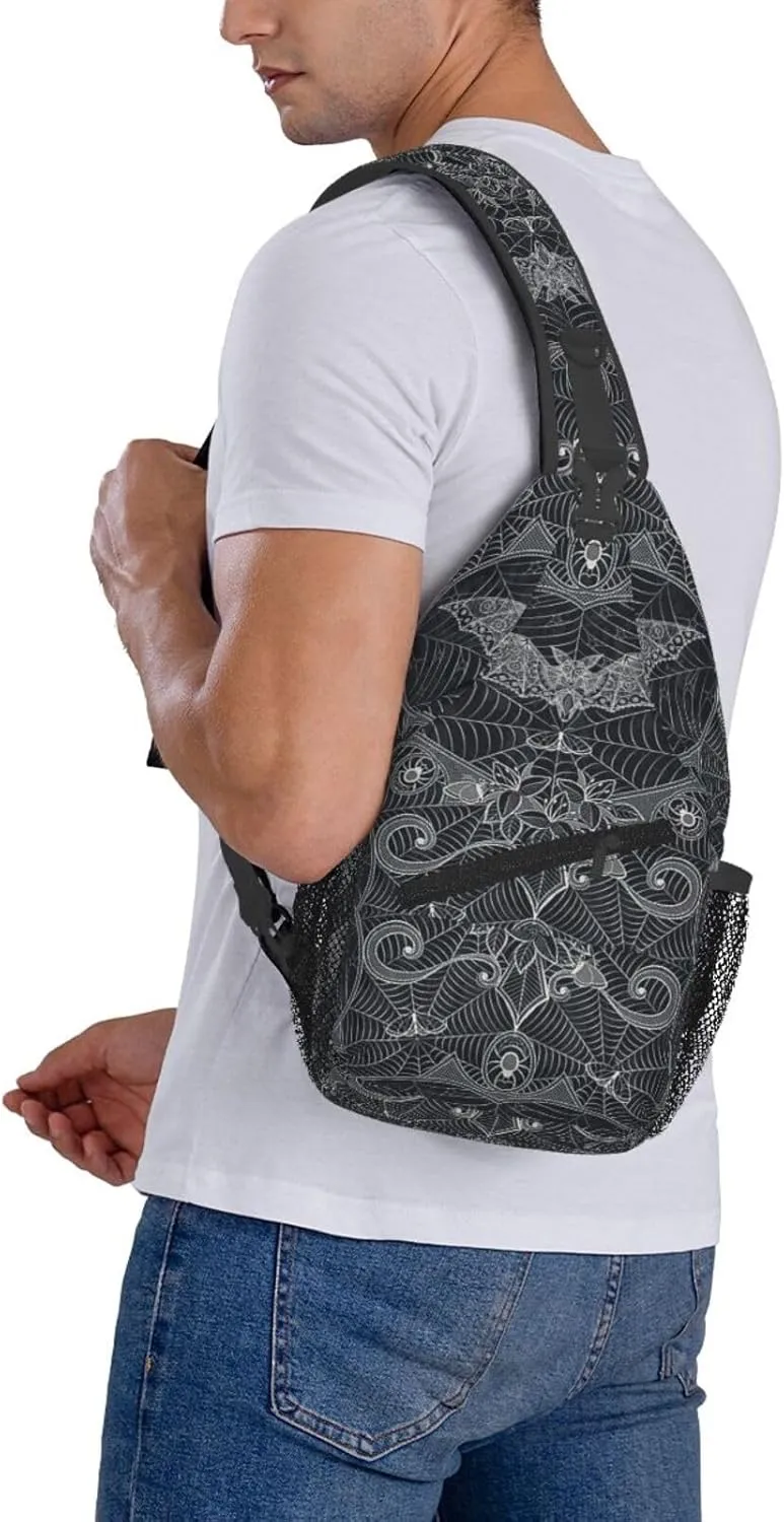 Halloween Gothic Bats Sling Bag Casual Chest Bags Adjustable Crossbody Bag Shoulder Backpack For Travel Hiking