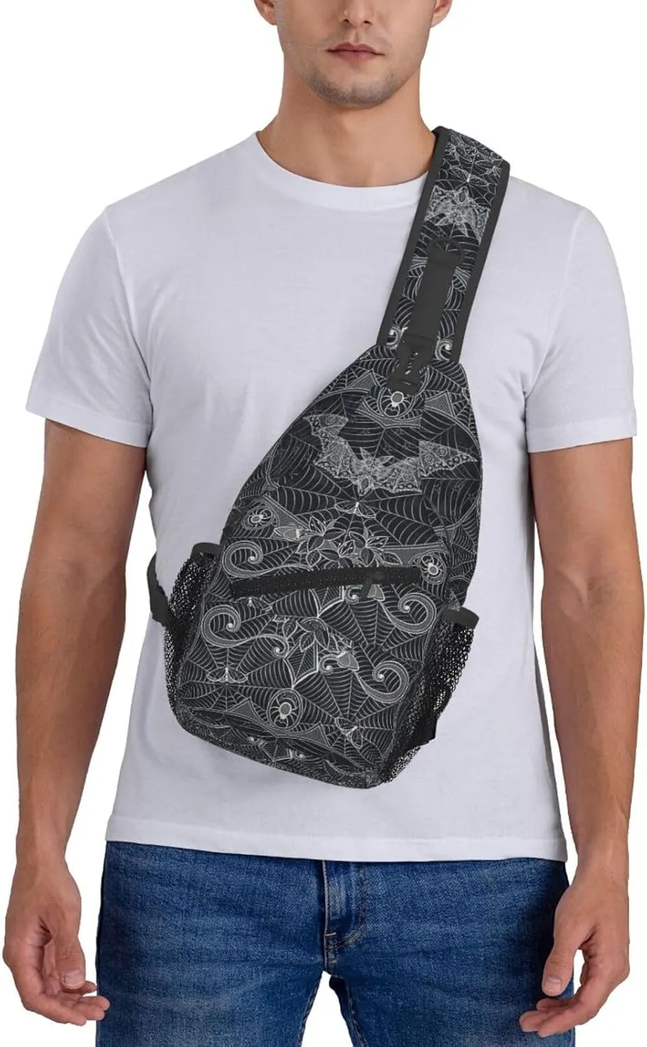Halloween Gothic Bats Sling Bag Casual Chest Bags Adjustable Crossbody Bag Shoulder Backpack For Travel Hiking