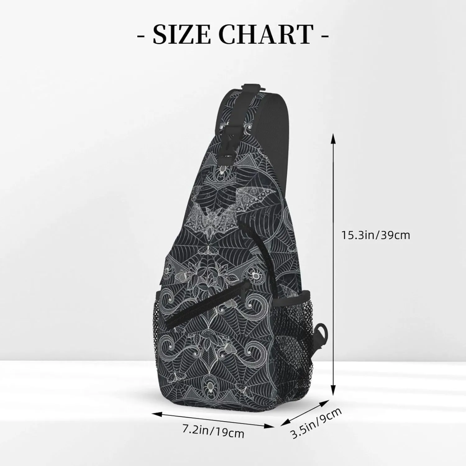 Halloween Gothic Bats Sling Bag Casual Chest Bags Adjustable Crossbody Bag Shoulder Backpack For Travel Hiking