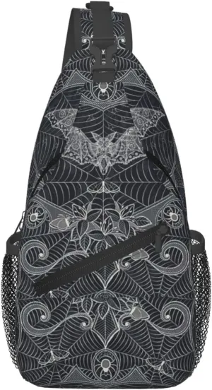 Halloween Gothic Bats Sling Bag Casual Chest Bags Adjustable Crossbody Bag Shoulder Backpack For Travel Hiking
