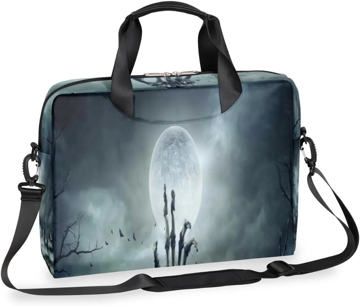 Halloween Tombstone Laptop Bag 16 Inch with Shoulder Straps & Handle Water-Resistant Durable Messenger Bag for Men Women Business Office Travel Gifts