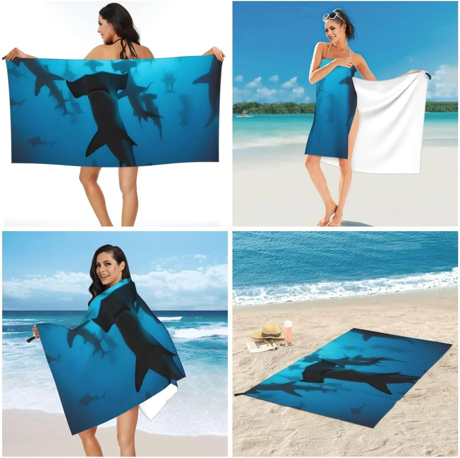 Hammerhead Sharks Microfiber Bath Towel,Super Absorbent,Fast Drying.Used for Beaches,Camping,Swimming and Gyms.