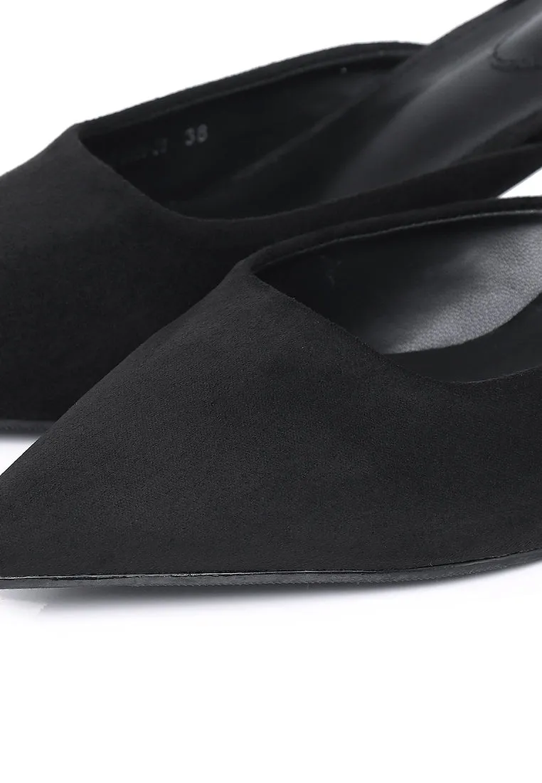Hana Suede Pumps Heels (Black)