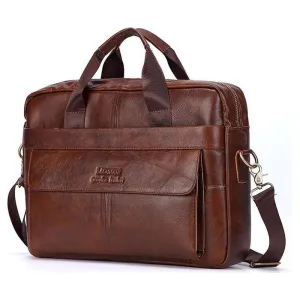 Handbags Casual Leather Laptop Bags Male Business Travel