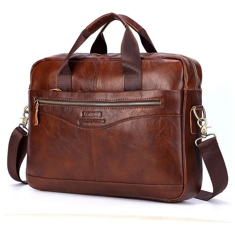 Handbags Casual Leather Laptop Bags Male Business Travel