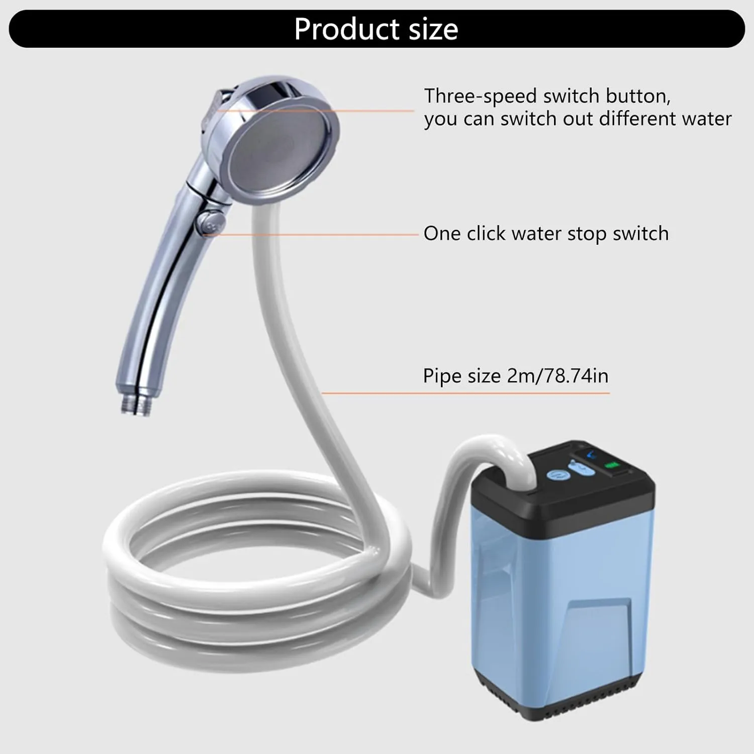 Handheld Rechargeable Camping Shower Portable Camp Shower Pumps Outdoor Shower Head for Camping Hiking Traveling
