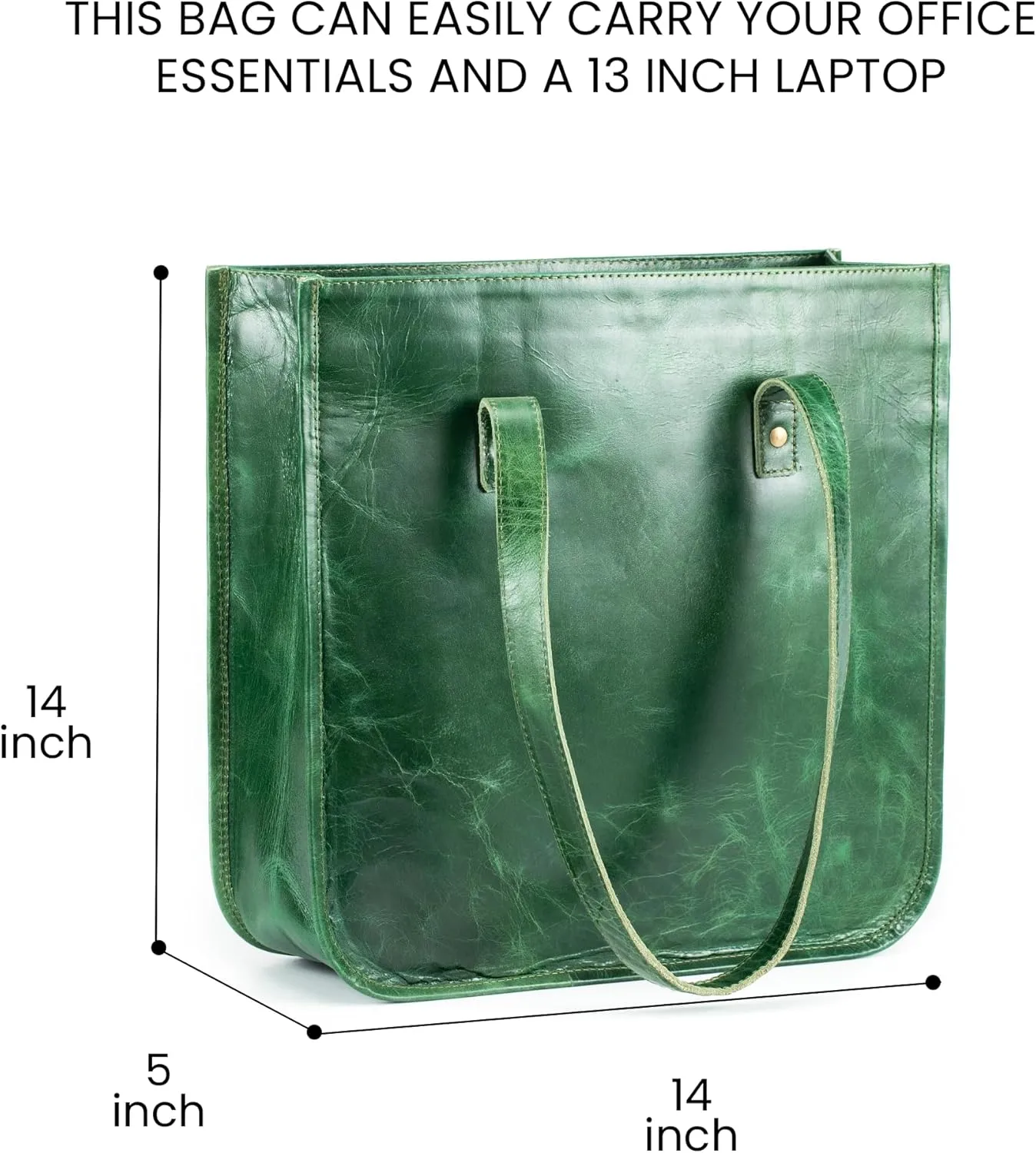 Handmade World Leather Women's Tote Bag 'The Aria' Fits 13 Inch Laptop Computer Shoulder Purse Handbag For Shopping Office