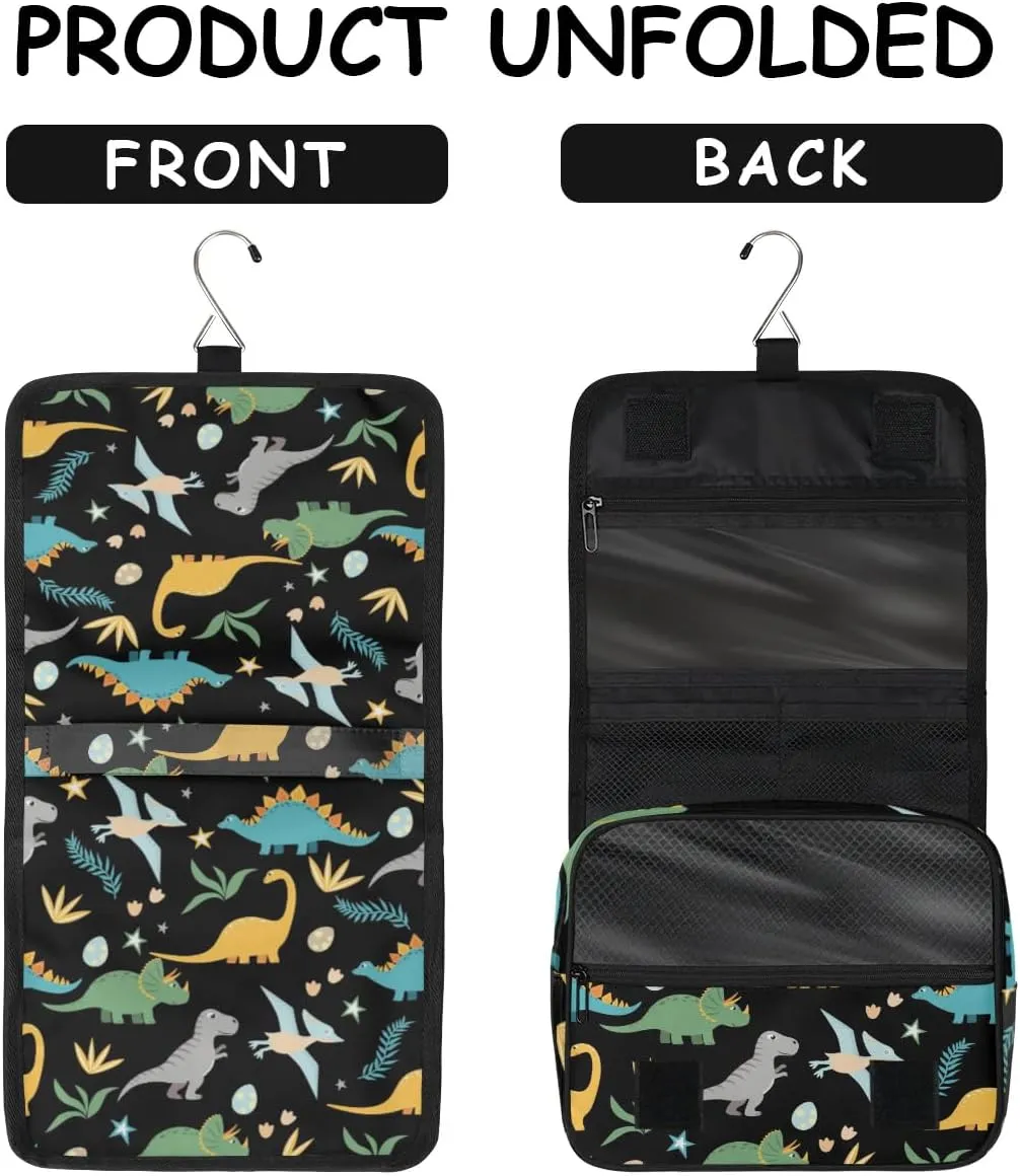 Hanging Toiletry Bag for Men,Dino Dinosaur Travel Cosmetic Makeup Bag Travel Organizer,Waterproof Travel Bag for Toiletries Accessories,Travel Essentials for Woman