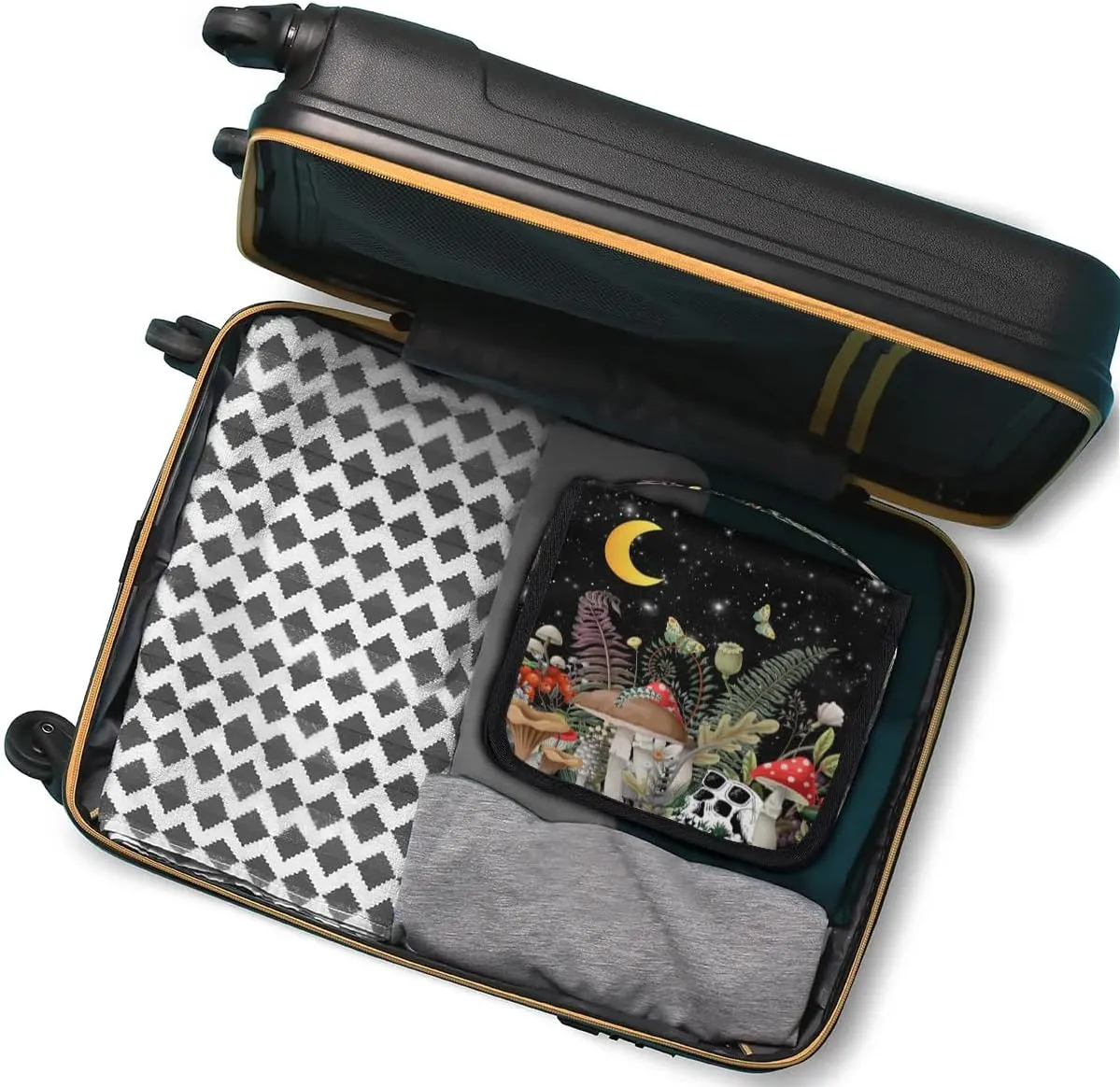 Hanging Toiletry Bag for Women & Men - Skull Mushroom & Moon Butterfly Waterproof Travel Cosmetic Bag - Toiletries Accessories Organizer