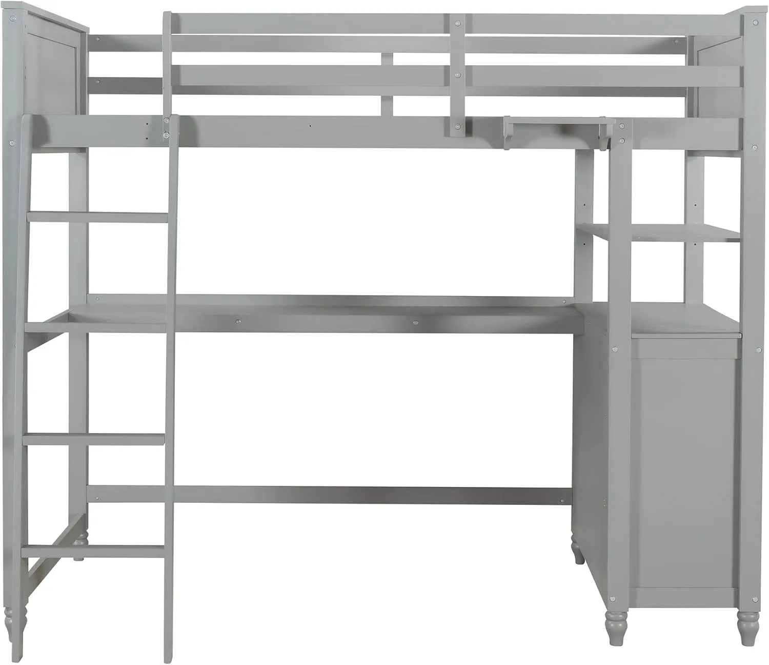 Harper & Bright Designs Twin Size Loft Bed with Desk and Storage, Solid Wood Loft Bed Frame with Drawers and Bookshelf, for Kids Teens Adults - Gray