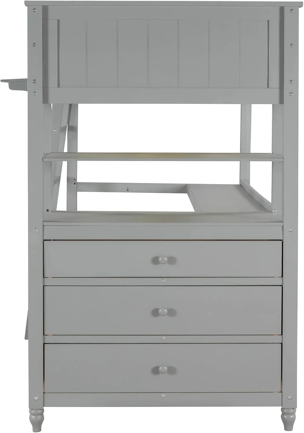 Harper & Bright Designs Twin Size Loft Bed with Desk and Storage, Solid Wood Loft Bed Frame with Drawers and Bookshelf, for Kids Teens Adults - Gray