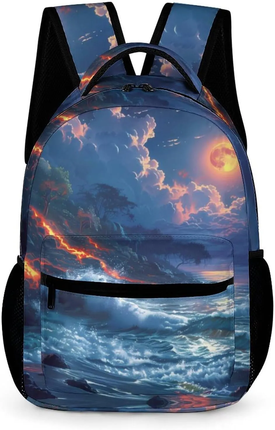 Hawaii Volcanic Eruption Lava in Moon Travel Backpack Cute Laptop Bag Aesthetic Campus Backpack Casual Daypack